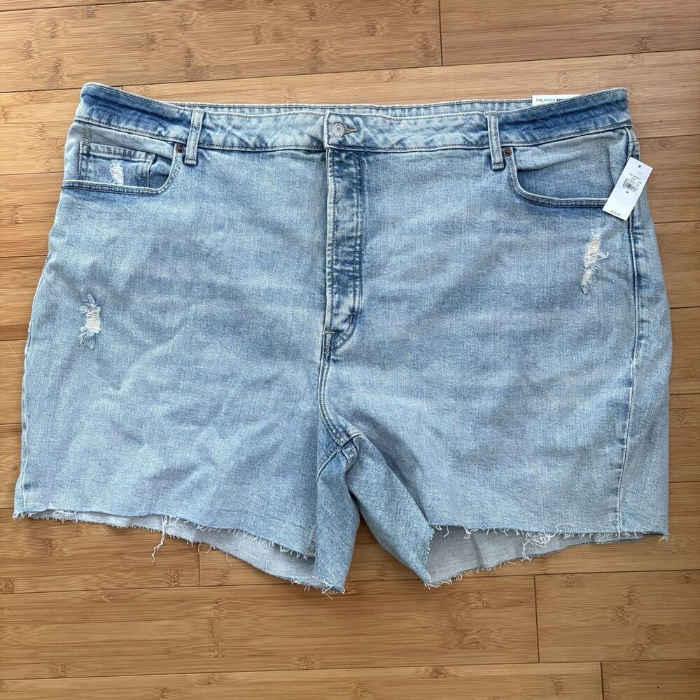 Old Navy OG Straight High Rise Denim Cut Off Shorts Size 28 Light Wash Jean
